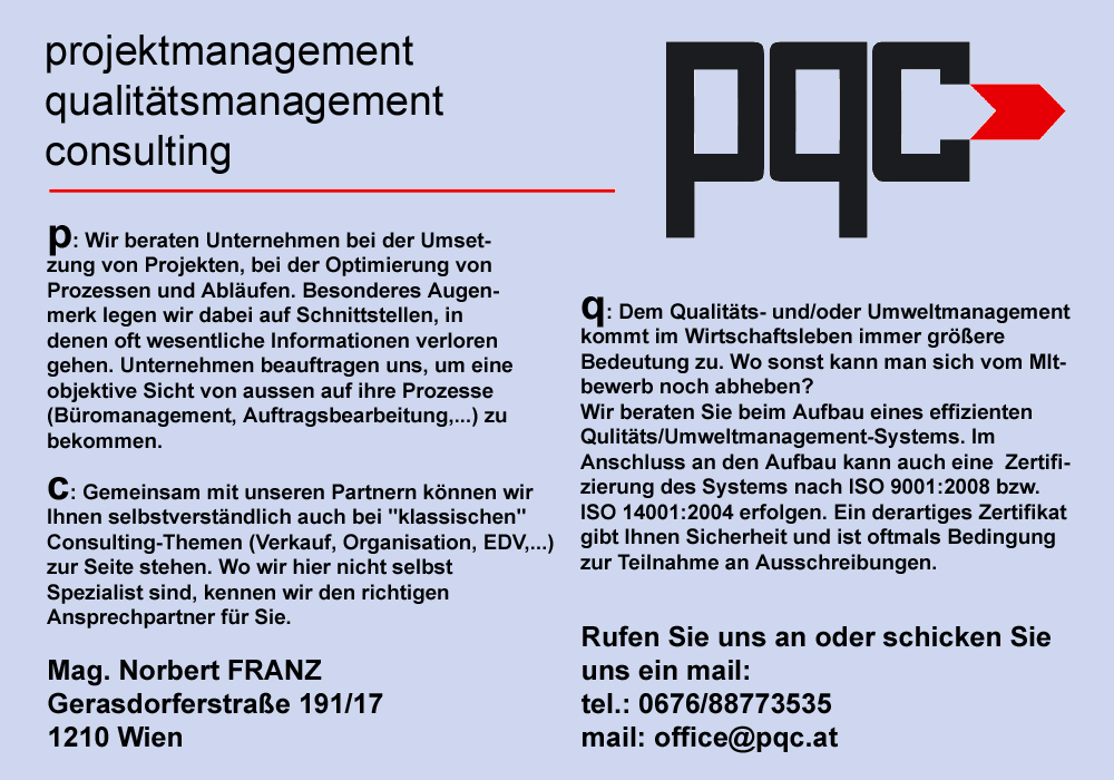 pqc prozesssteuerung qualit�tsmanagement consulting